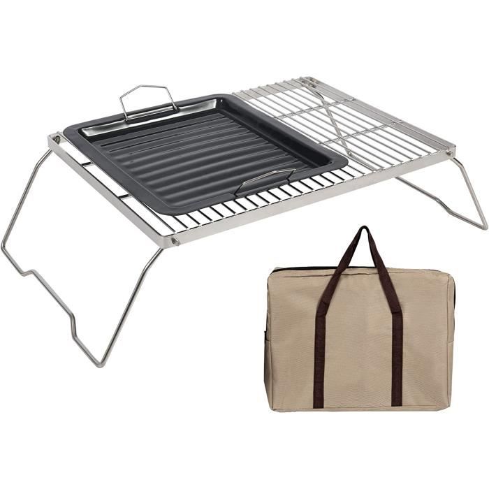 Grille De Feu De Camp Pliable Redcamp - 13,6x9 Pouces, Acier Inoxydable 304, Sac De Transport Inclus, Neuf