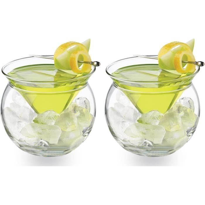 Lot De 4 Verres à Martini Sans Pied - 200 Ml - Idéal Cocktails, Margarita, Desserts - Léger Et Incassable - 2