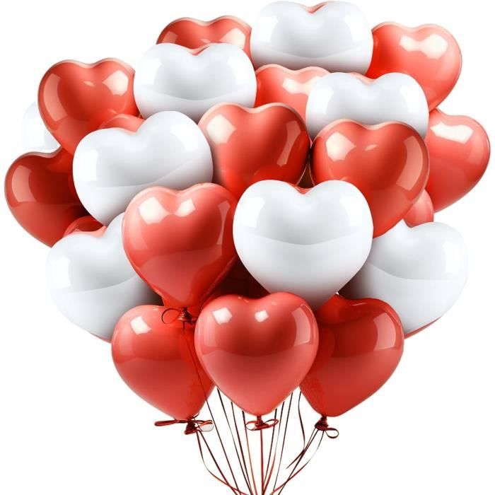 90Pcs Ballon Mariage Ballon Coeur Ballons Rouge Blanc Latex Naturel Ballons  Anniversaire Amour Ballons Helium Décorations Pou[H5059] - Cdiscount Maison