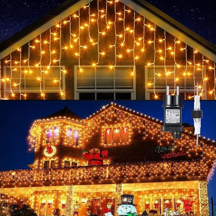 Guirlande Lumineuse Extérieure, 10M 400 LED Rideau Lumineux Noël avec  Étanche Minuterie 8 Modes Mémoire Connectable Guirlande Lumineuse Rideau  pour Balcon Noel Décor Extérieur - Blanc Chaud : : Luminaires et  Éclairage