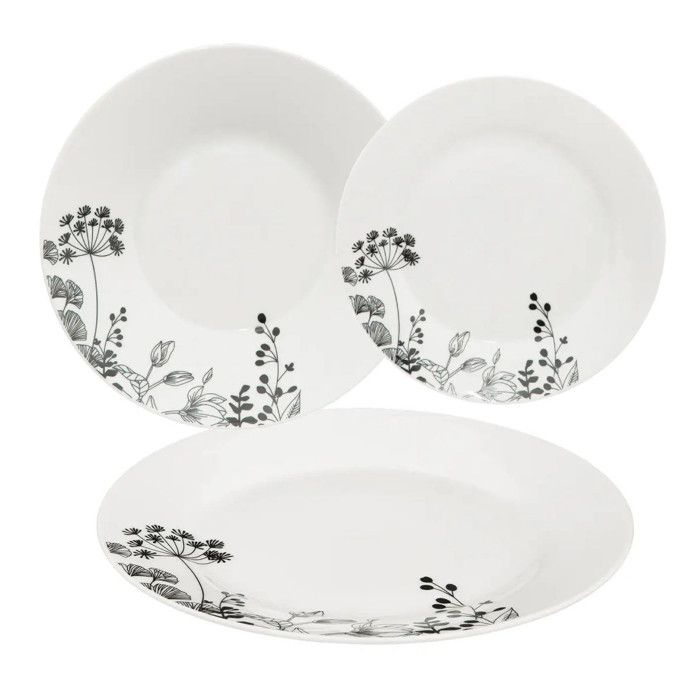 Service de Table 18 Pièces White Floral 26cm Blanc