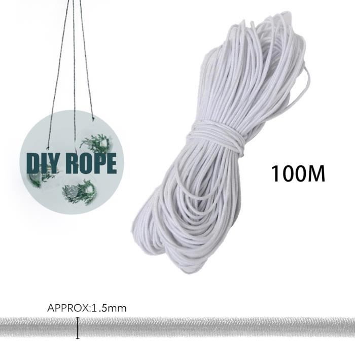 3mm 18,3m Cordon Élastique Rond, Noir Cordon Élastique Élastique Extensible Corde Cordon Corde Pour Bricolage Artisanat Couture