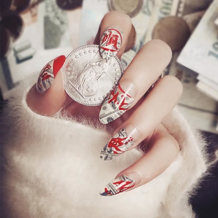 Femmes Modollar Modele Faux Ongles Tete Conique Longue Taille Ongles Art Conseils Avec Colle Filles Style Punk Individualite Faux Cdiscount Au Quotidien