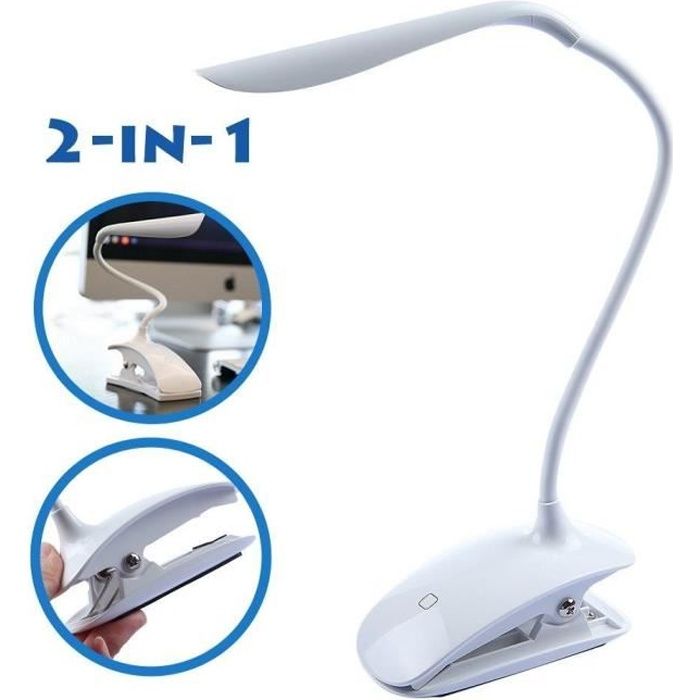 Lampe de table LED - Flexible et réglable - USB Rechargeable - 3 niveaux de lumière