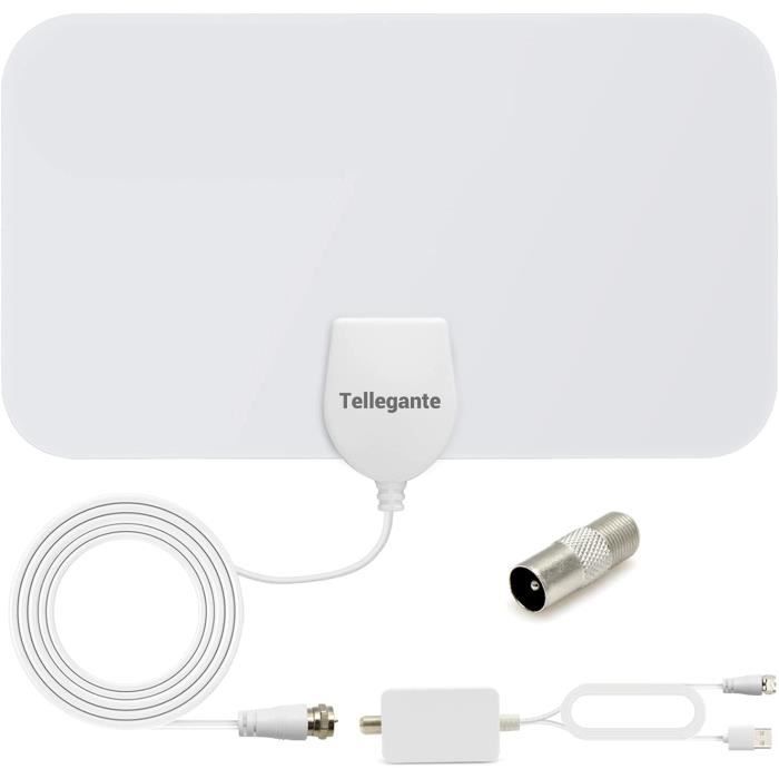 Antenne TV Intérieure Amplifiée 600KM – Réception TNT HD, 4K, 1080P, Avec 10m De Câble Coaxial (Chip Intelligent)