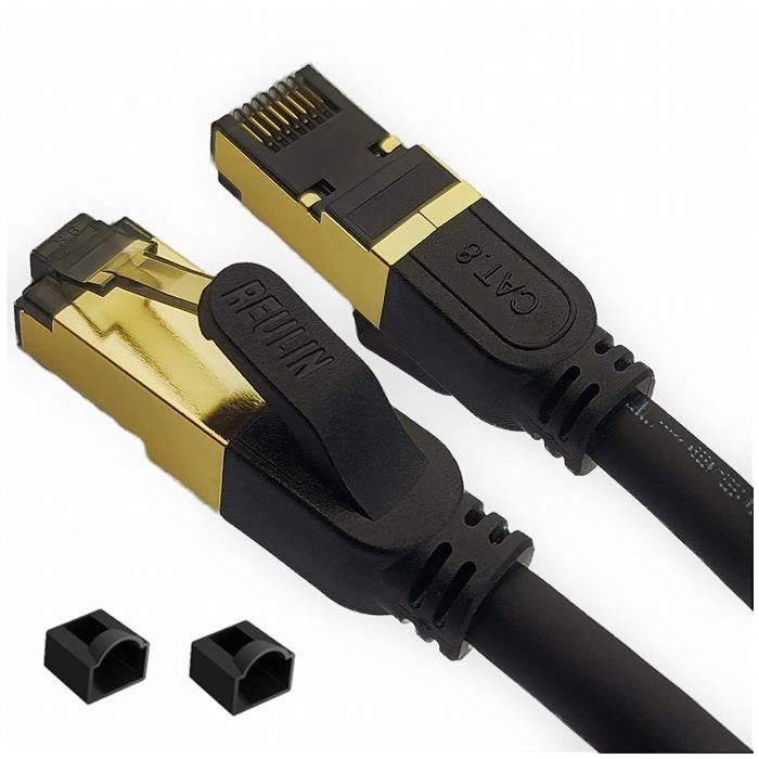 REULIN Câble Réseau 3M Plug Play, Cat 8 LAN Câble 40G2GHz RJ45 Câble