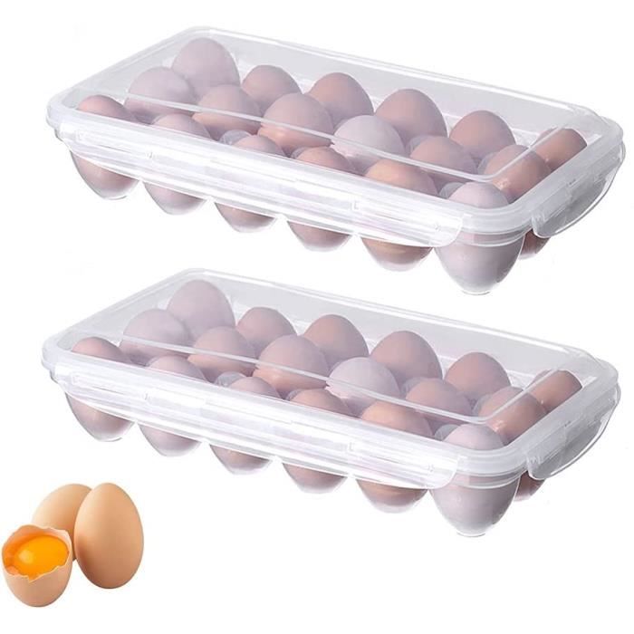 Boîtes à Œufs Transparentes Lot De 2 - 18 Œufs Chacune | Plastique PP Empilable Pour Réfrigérateur