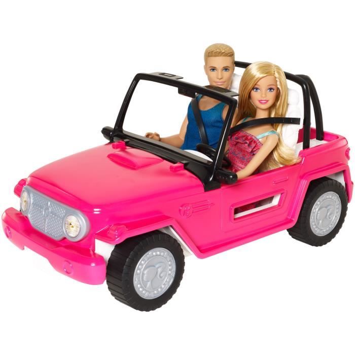 Voiture Beach Cruiser Barbie - Barbie et Ken inclus - Rose