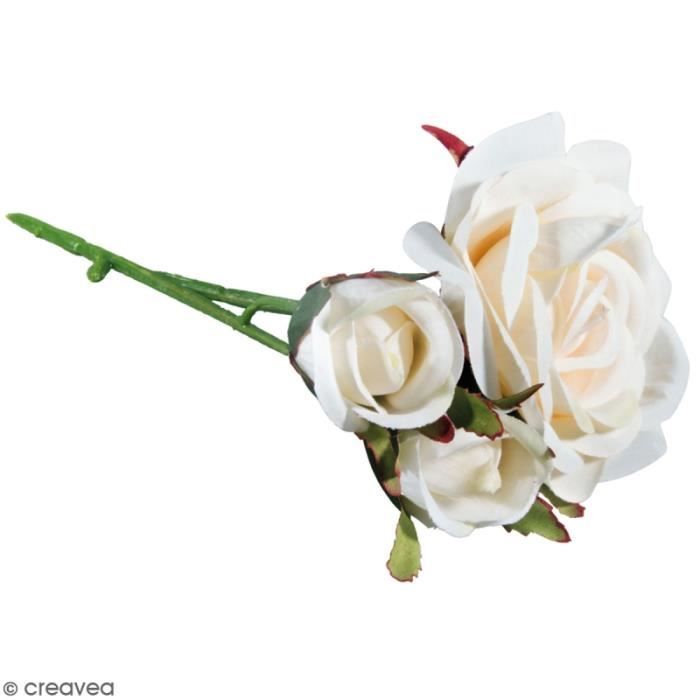 Fleur Artificielle avec tige - Roses blanches - 15 cm - Cdiscount Maison