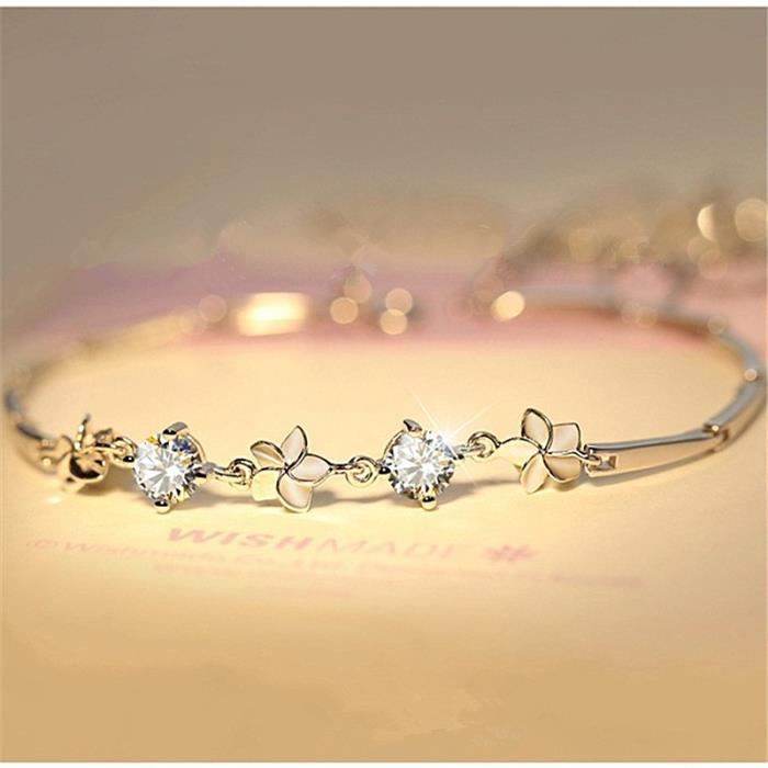 Bracelet - Femme - Charm - Oxyde de Zirconium - Argenté - Métal