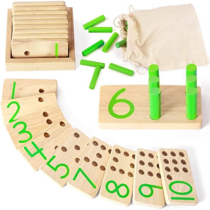 Jouets en Bois Educatif Jeu des Chiffres avec Sac de Rangement