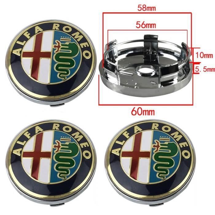 Lot de 4 Cache moyeu / centre de roue Alfa Romeo ( 60mm ) - ( Dorer )