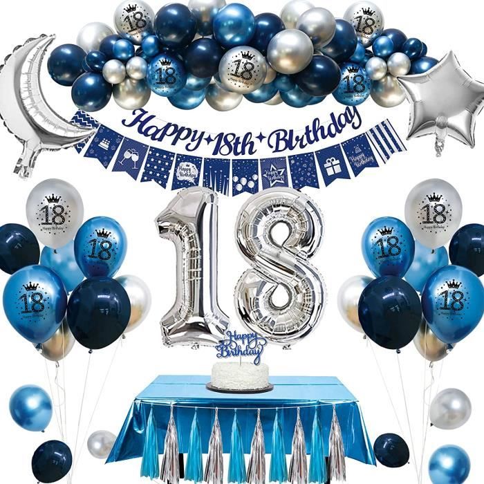 Decoration Anniversaire Homme 18 Ans Anniversaire Homme Ballon 18 Ans Bannieres De Joyeux Anniversaire Ballon En Metal Argente Bleu Cdiscount Maison