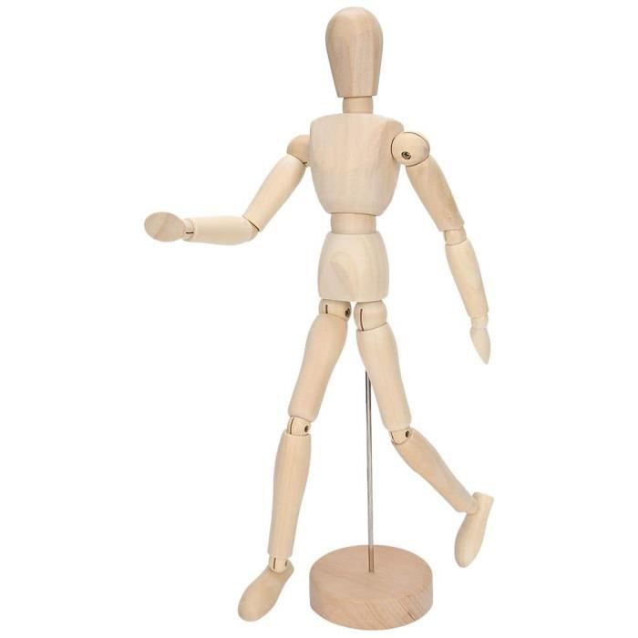 Lot De 2 Mannequins Articulés En Bois 16cm Et 22cm – Modèle Flexible Pour Dessin, Croquis, BD, Décoration Artisanat