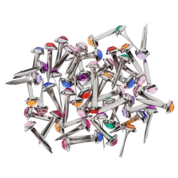 PATIKIL Lot de 200 mini attaches parisiennes en laiton pastel à tête ronde plaquée pour loisirs créatifs, scrapbooking, fournitures de bricolage, argent, 8 x 15 mm