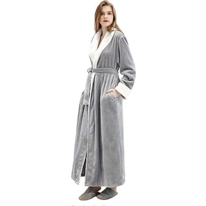Longue Peignoir Femme Robe de Chambre Chaud Hiver Flanelle Peignoir de Bain L 55KG 80KG