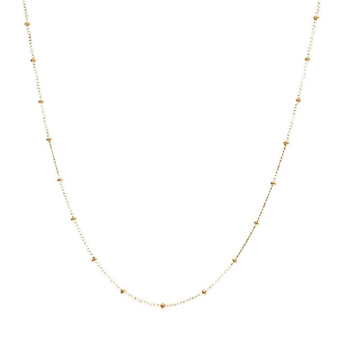 Chaîne de Cou - Femme - Maille Gourmette - Boule - 45 cm - Fine - Plaqué Or Jaune 750/1000 - 3 Microns