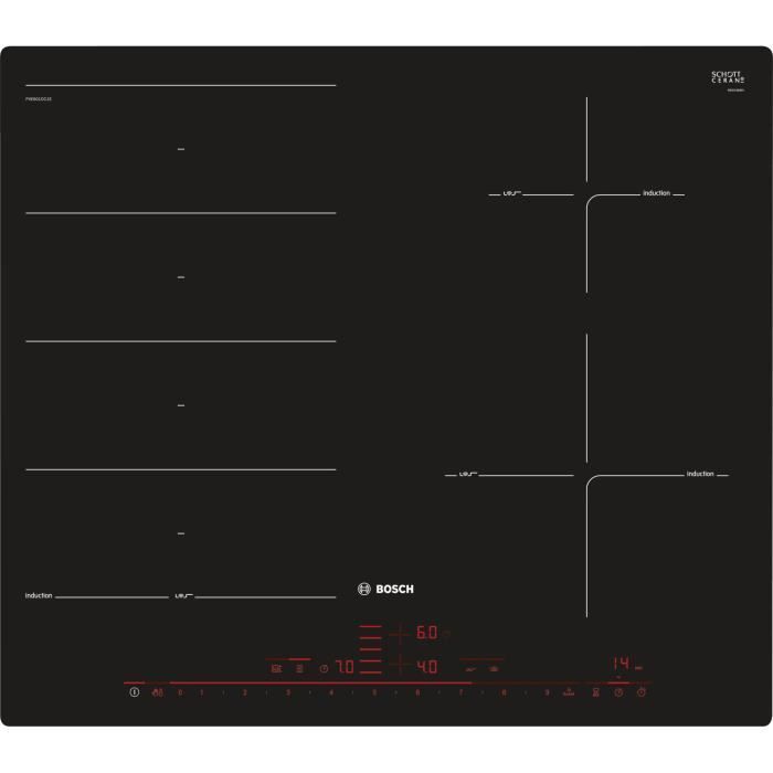 Bosch Serie 8 PXE601DC1E Intégré Plaque avec zone à induction Verre céramique 14 5 cm