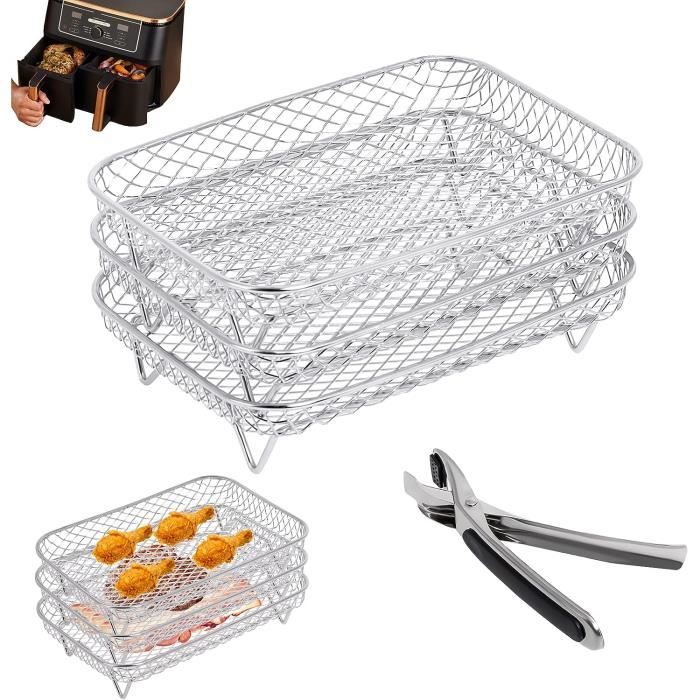 Grille De Cuisson Pour Friteuse à Air - 3 Niveaux, Acier Inox 304 - Accessoire Barbecue, Fumoir, Four - 7