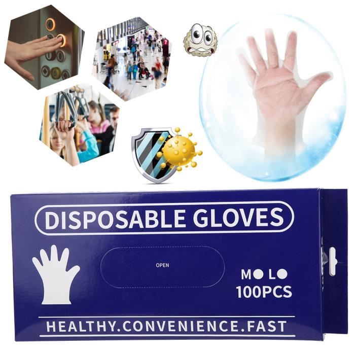 Gants jetables, gants de qualité alimentaire CPE, adaptés aux usines  alimentaires, restaurants, ménages 100pcs
