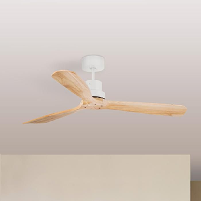 Ventilateur de plafond sans lumière blanc/pin Ø 132 cm modèle LANTAU DC 33561DC - Far