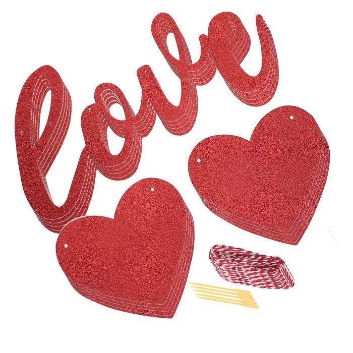 Fdit Decoration De Lettre D Amour 5 Ensemble Carte Suspendue De Lettre D Amour Decoration Forme De Coeur Rouge Pour Mariage Cdiscount Maison