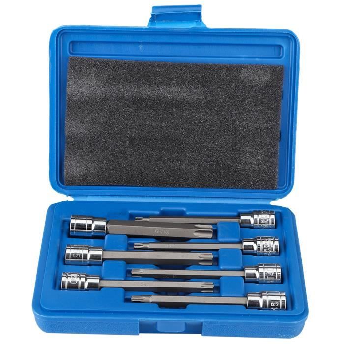 HEG 7Pcs Kit Torx Star Bit Jeu De Douilles 3 / 8 Pouces Tige Extra-Long