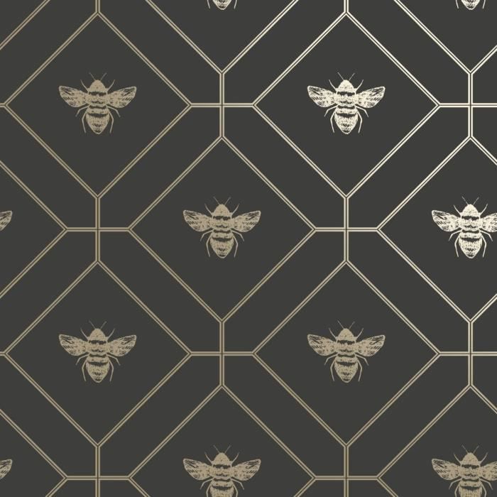 Papier Peint Géométrique Scintillant Effet Nid D'abeille - Couleur Beige Gris - As Creation 363302 - 10m X 53cm