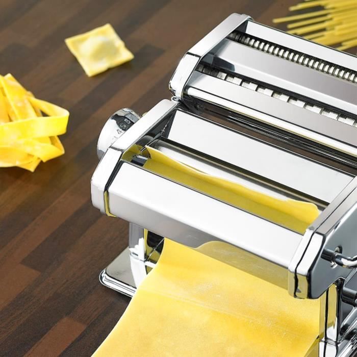 Machine à Pâtes Manuelle Tiiyee – Acier Inox 5 Moules, Spaghetti, Fettuccine, Lasagne Fraîches Maison