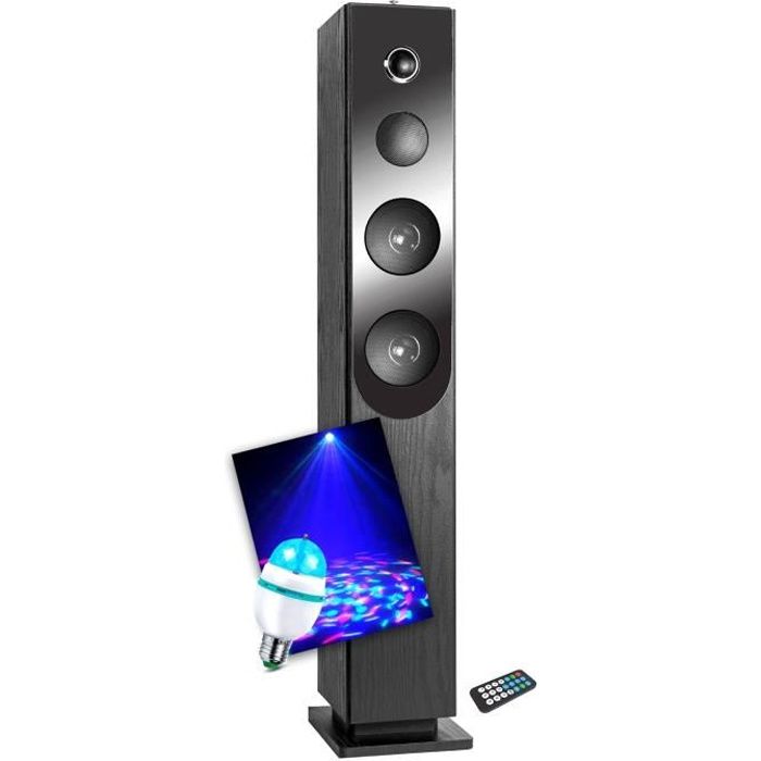 Enceinte colonne Inovalley HP33-CD Blacktower, avec lecteur CD, Bluetooth,  FM et USB, 100W, télécommande, Ampoule DIAMS LED - Cdiscount TV Son Photo