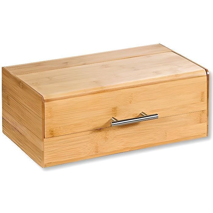 Conservation Pain Frais Boîte à Pain Bambou Vriccc Angle - Rangement 2 Niveaux 30x35cm - Verre Acrylique Ondulé Bread Box