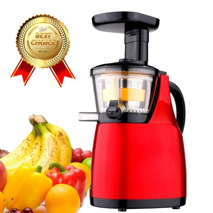 LCC® Slow Juicer pour jus de fruit frais / extracteur de jus à vitesse lente pour conservation de vitamines ( 37 tours/min) - rouge