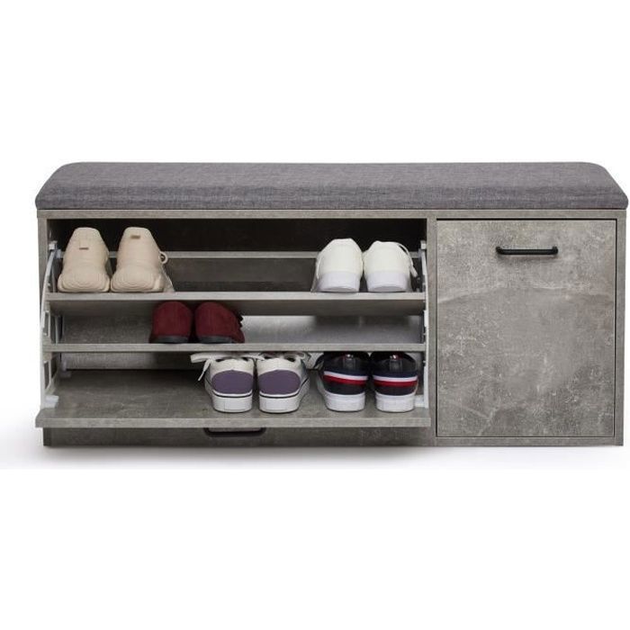 Mondeer Banc à Chaussures-Meuble de Rangement pour Chaussures, Coussin Rembourré, en Bois, Pou Entrée, Couloir, Gris