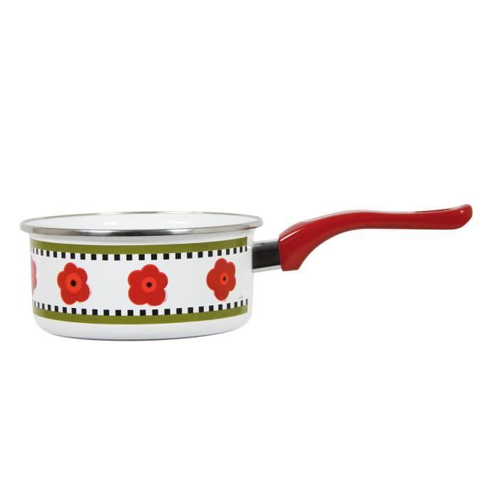 Casserole en acier émaillé avec motifs fleurs Coquelicot12cm