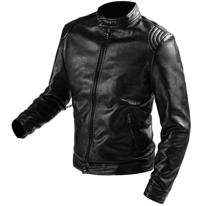 Blouson homme-Veste homme en simili cuir courte... NOIR ...