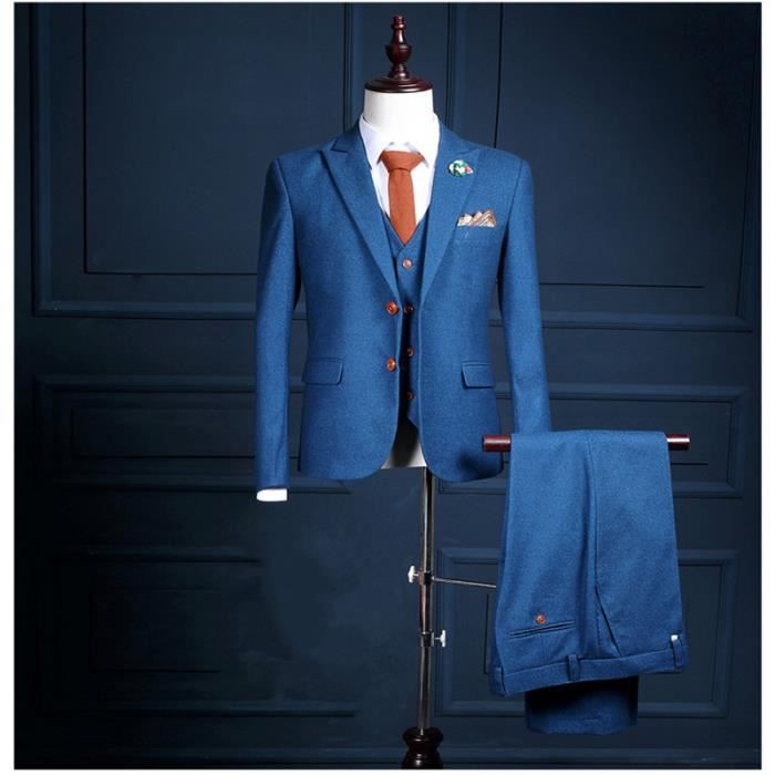 Costume Bleu Marine Hommes Slim Digne Mariage Marie Complets Pour