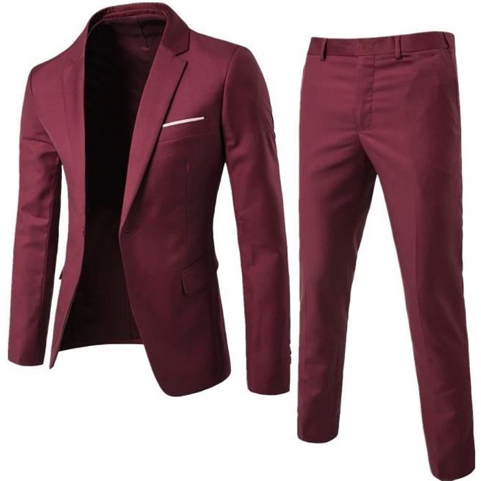 Pantalon De Costume Homme Uni – Coupe Droite Décontractée – Tissu Composite – 3 Boutons – Pour Toutes Occasions