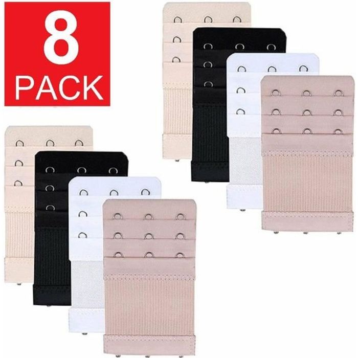 Lot De 3 Prolongateurs à Crochets Pour Soutien-gorge - Blanc/Noir/Beige - Taille Unique