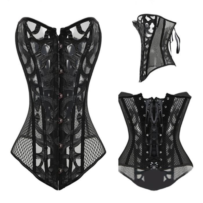 Corset Bustier En Maille Transparente – Noir – Taille Unique – Désossé – Neuf