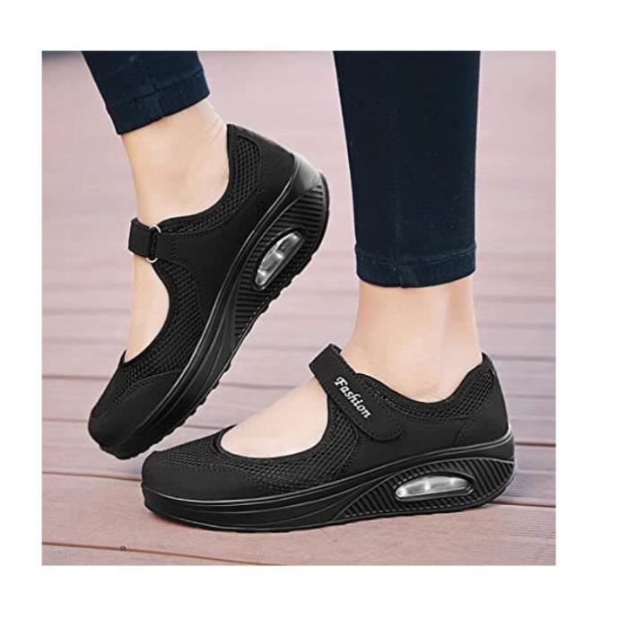 Femme Compensés bas mousse à mémoire de marche FIT Flip Flops tonification Fitness Sandales Chaussure 