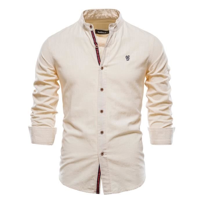 Chemise beige homme manche longue sale