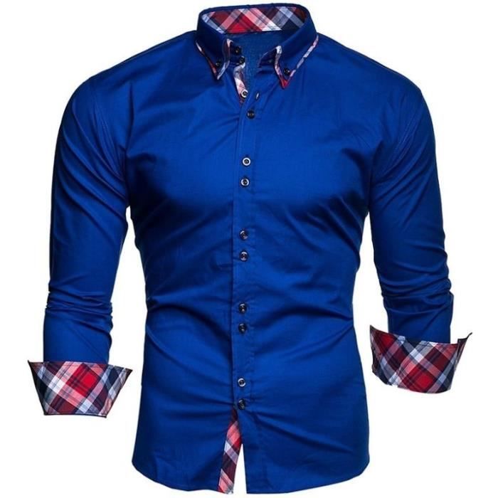 Chemise homme ete mince manches longues coupe cintree decontractee coupe cintree Blanc Tammy Bleu 1 Cdiscount Pret a Porter