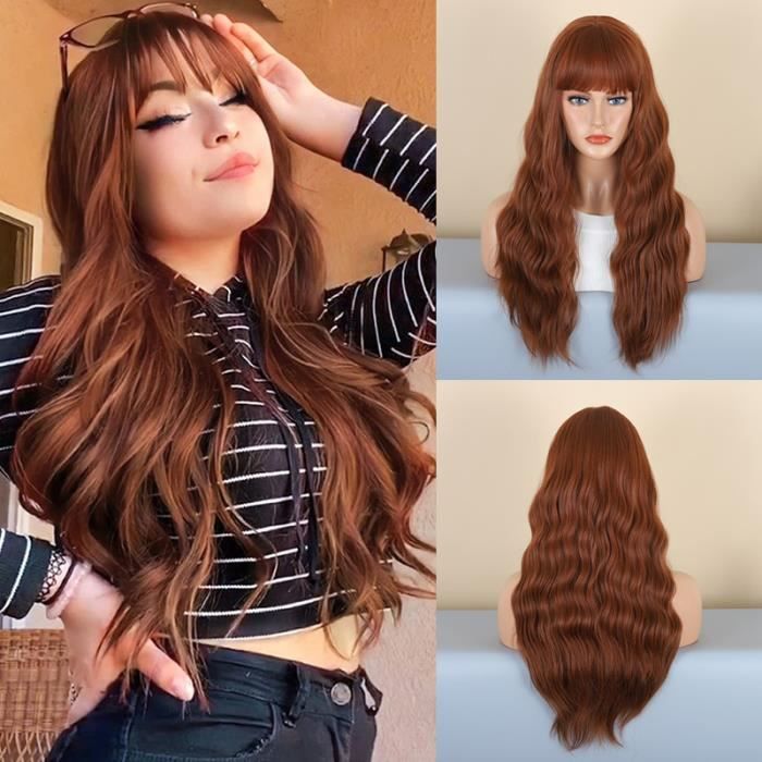 Perruque Cheveux Longs Bouclés Cuivre Rouge - Déguisement Et Cosplay