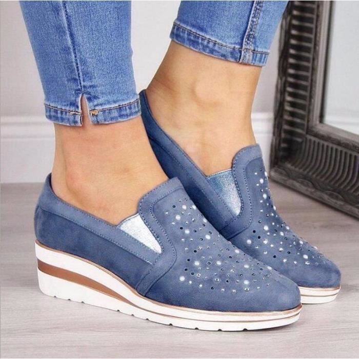 Mocassins compensés pour femmes Strass européens et américains
