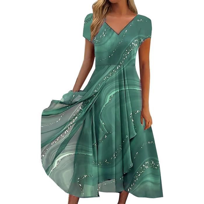 HUXRAKV Robe Femme Chic Midi - Robe De Cocktail Élégante Manches Longues Pour Soirée, Fête Et Affaires