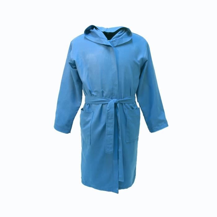 Peignoir enfant bleu en microfibre Couleur Bleu Mesures