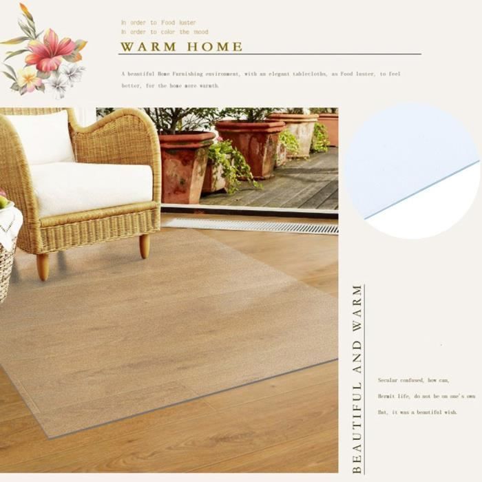 Tapis Protège-Sol Chaise Bureau Transparent Antidérapant 75x120cm 90x150cm 150x200cm PVC 1.5mm