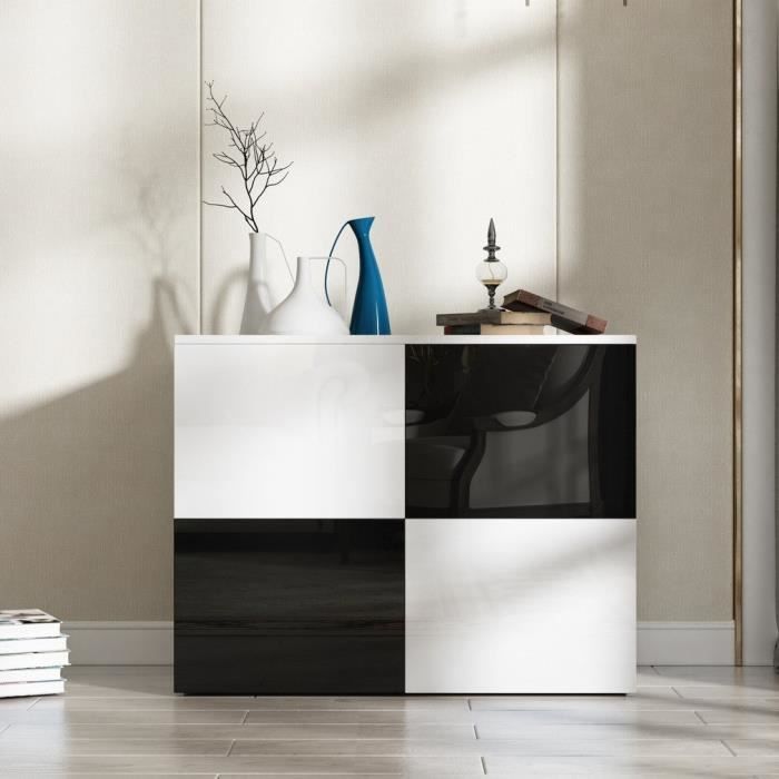 Scandinave Armoire De Sejour Blanc Et Noir Meuble De Tv Haut