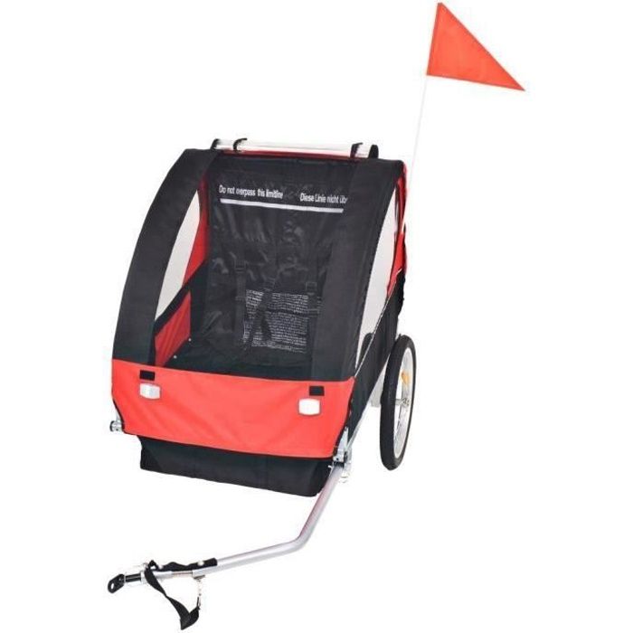 Remorque de vélo Remorque à vélo et poussette pour enfants rouge et noire 30 kg