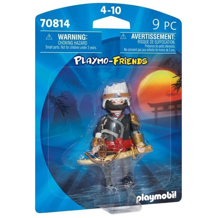 Figurine Playmobil Série 16 - Le Ninja Avec Ailes Noires Et Hache Rouge - Neuf, Pour Collection Ou Jeu